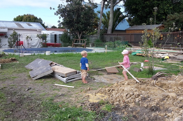 Nicolas and Isabella Payne ‘building’ on the site of the Living House.
