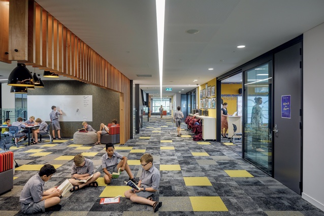 Individual classrooms flow into open, flexible spaces, which encourage collaboration with others while also allowing for more-intimate areas for individual and reflective learning.