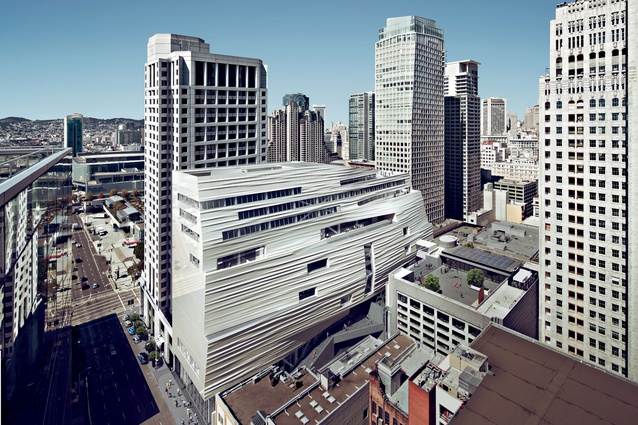 Snøhetta’s contemporary extension to the San Francisco Museum of Modern Art has been criticised for its “unhappy marriage” with Mario Botta’s original building completed in 1995. 