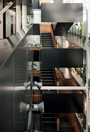 The striking steel staircase of Lane Neave, designed by Jasmax.