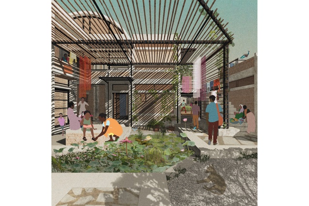 Courtyard at staff housing (2016).