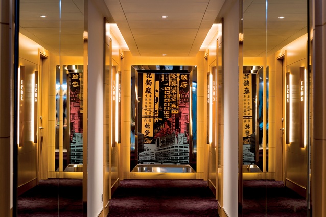 Corridor space at the colourful Hotel Indigo 
Hong Kong Island.