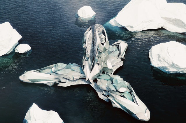 An image from the Antartica: Re-cyclical/A Frontier in Flux exhibition by Studio Hani Rashid for the Antarctic pavilion, Venice.