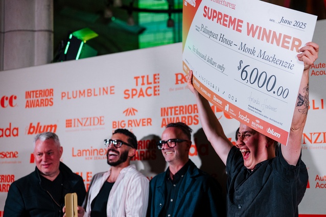 Monk Mackenzie celebrates winning the Supreme Award and $6000 in prize money.