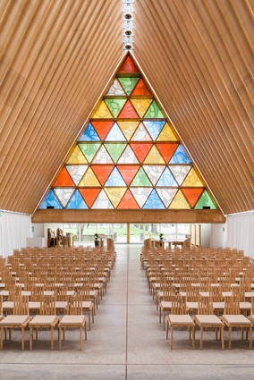 Cardboard Cathedral in Christchurch by Shigeru Ban Architects, 2013.