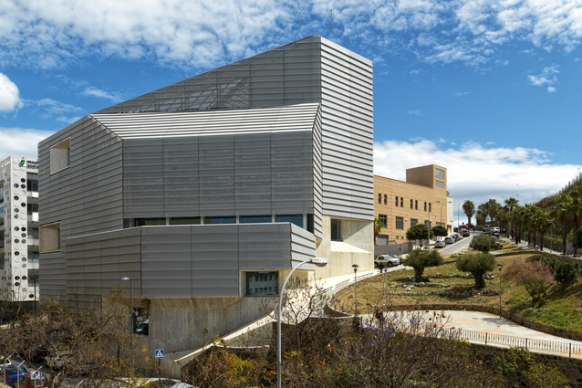 Ceuta Public Library, Ceuta, Spain. The topography of the site is used to articulate the exterior form of the building.