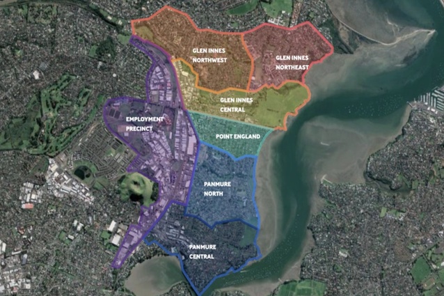 Tāmaki Regeneration masterplan covers three suburbs, Point England, Panmure and Glenn Innes, and further identify 7 distinct neighbourhoods. 