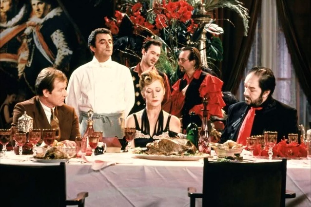 A scene from Peter Greenaway’s cult film <em>The Cook, the Thief, His Wife & Her Lover</em> starring Richard Bohringer, Michael Gambon and Helen Mirren.