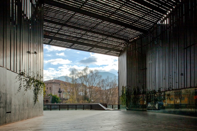 La Lira Theater Public Open Space in Ripoll, Spain by RCR Arquitectes in collaboration with J. Puigcorbé (2011).