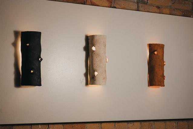 The new collection of bespoke UKU light fittings on display in the UKU studio.