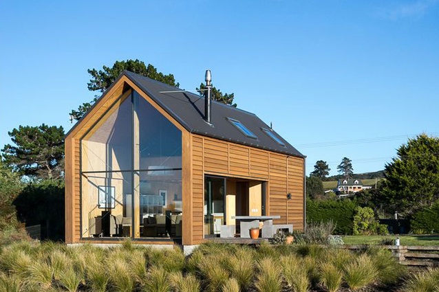 Taieri Beach bach by Mason and Wales Architects has been announced as a finalist in the residential category of the 2104 NZ Wood Resene Timber Design Awards.