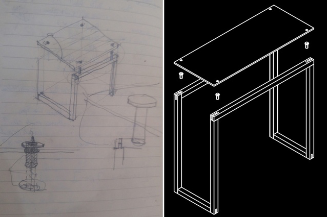 Concept drawings and illustrations of the Wanaka tables.