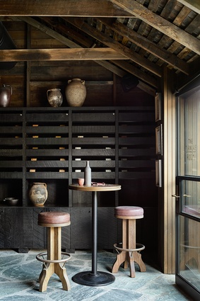 The Manure Room, Ayrburn, by Alexander & Co. in Arrowtown, New Zealand. Shortlisted for the 2024 Eat Drink Design Awards for Best Bar Design.