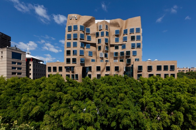 The eastern facade is made up of 320,000 hand laid, custom design bricks.