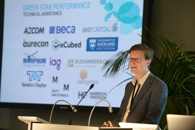 Sam Archer, director of market transformation, the New Zealand Green Building Council, speaks at the Green Star Performance launch.
