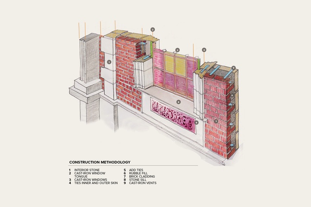 A drawing by Paul Cummack shows repairs to the fabric.