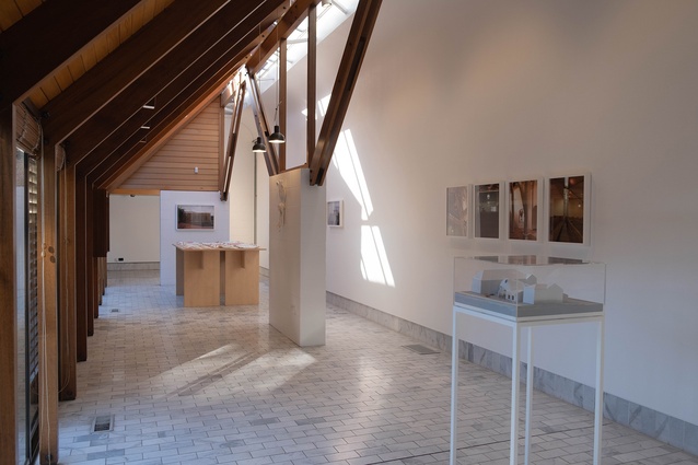 Installation view of ‘Less than 5 per cent’, Athfield’s First Church of Christ Scientist 4 Aug–16 Sep 2023 at Objectspace in Ōtautahi at the Sir Miles Warren Gallery.