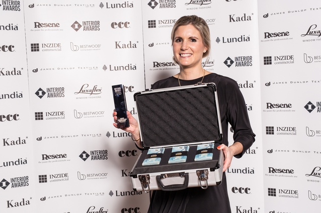 Rowntree, with her award and cash prize at the Interior Awards.
