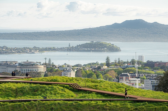The new boardwalk allows visitors to move across the ancient tūāpapa (terraces) and rua (pits) without causing damage.