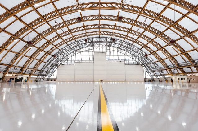 The hangar floor includes 11 large underground pits, which provide a range of services to the engineers when their mechanical lids are opened.