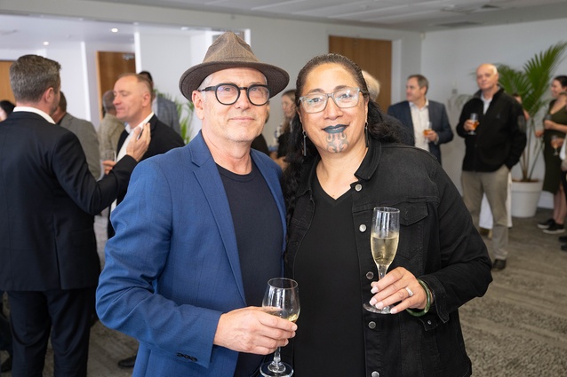 Studio Pacific Founding Director Nick Barratt-Boyes with Zaelene Maxwell-Butler of Ngāti Tai ki Tāmaki.