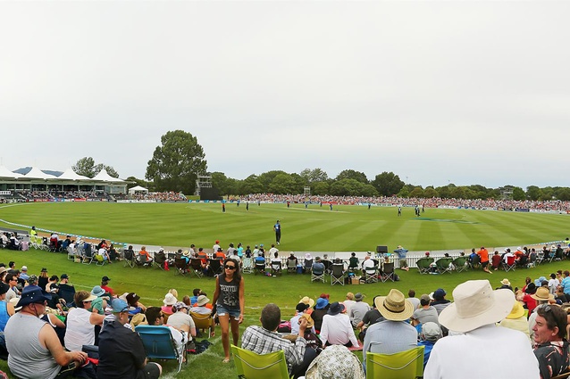 Public Architecture Award: Hagley Oval Pavilion by Athfield Architects. Panoramic view.
