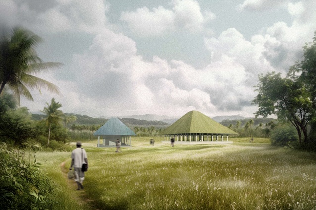 The 2025 Dulux Colour Awards New Zealand Student Winner: Pātaka Kōrero Fale O Tala A Storehouse Of Narratives In Samoa by Lalitpat Chomchoei of the University of Auckland.