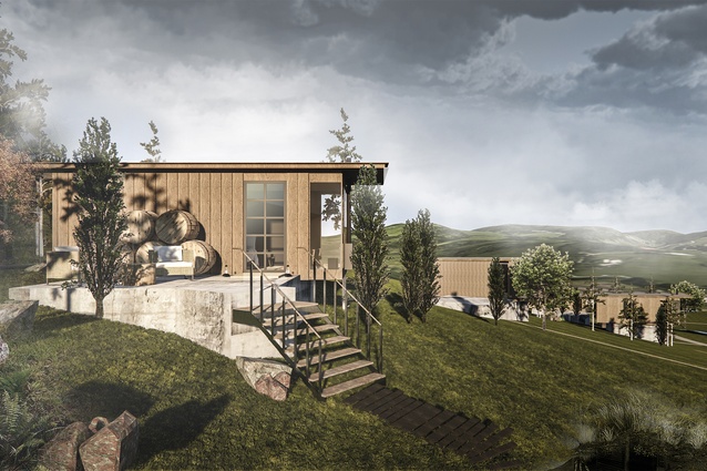 A rendering of a design for Matakana Estate, informed by drone capture.