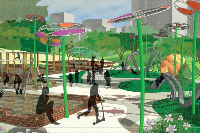 One of the original concept drawings of the playscape. 
