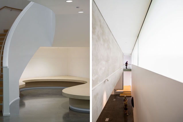 Balconies and alcoves allow direct views to other parts of the gallery and give alternative perspectives of artworks, architecture and other visitors. 