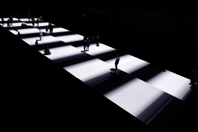 Ryoji Ikeda is the electronic composer and visual artist who created <em>Test Pattern</em>.