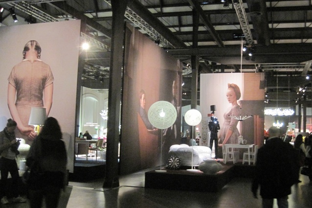 Moooi installations used oversized photographs of people as backdrops.