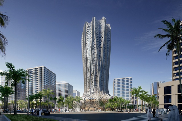 Exterior perspective of proposal for Lusail Hotel, Qatar.