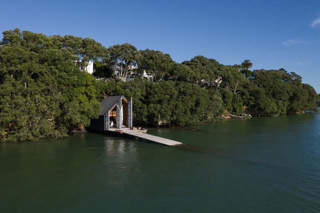 Architect Michael Cooper’s boathouse in Auckland’s Herne Bay.