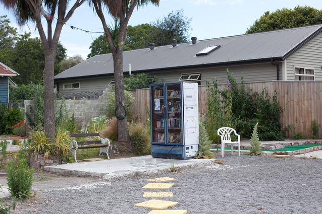 Think Differently Book Exchange: A book exchange in refrigerator form on a vacant Christchurch site.