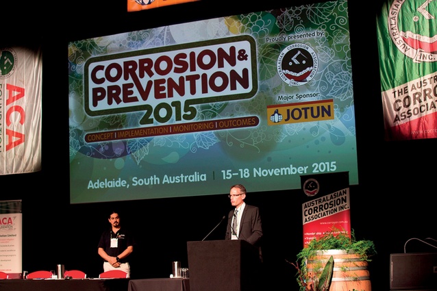 A speaker at the Corrosion & Prevention 2015 conference.