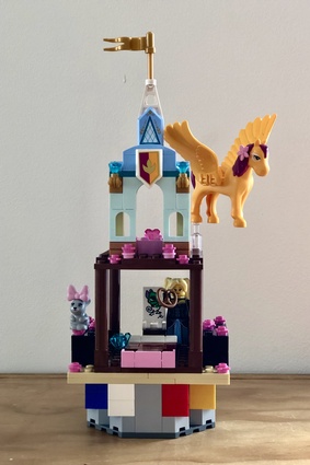 Finalist: Estë (age 8) and Ochre (age 3) – "A princess ran away from a ball and found a home in the middle of the woods, so she decided to live there. She found a rabbit and a pegasus to live there with her and she's lived in the woods ever since." Made from Lego.