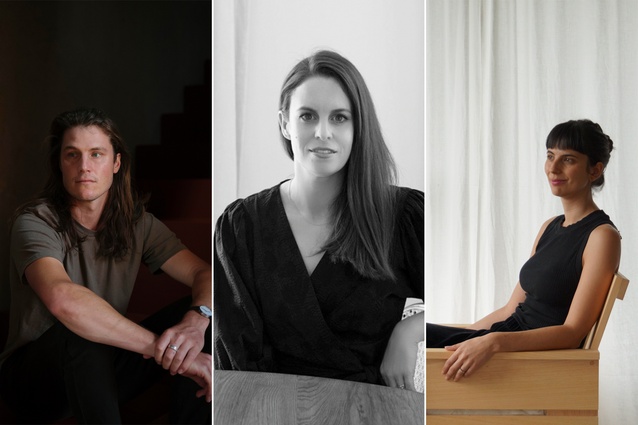 This year's Emerging Design Professional finalists. From left: Oli Booth, Emma Hoyle, and Ella Lilley-Gasteiger.