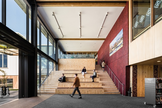 A multi-functional event space features a ‘learning’ stair, which connects the ground and first floors.