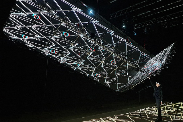 LightSense is a 12m x 3m kinetic lightweight structure with holographic, digital animations, and an integrated AI system that has been trained with 60,000 poems to lead and sustain conversations with visitors.