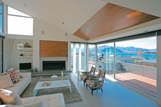 The lake views from the living room of this Wanaka house designed by John McCoy. 
