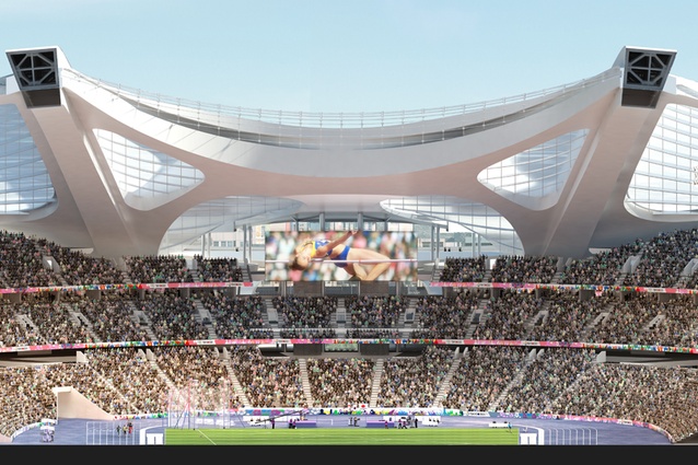Section of the proposed Tokyo Olympic Stadium by Zaha Hadid Architects.