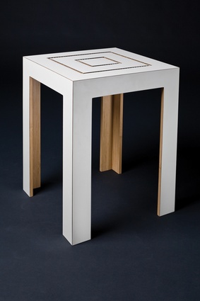 Lash side table with close-up of the lashed tabletop detailing.
