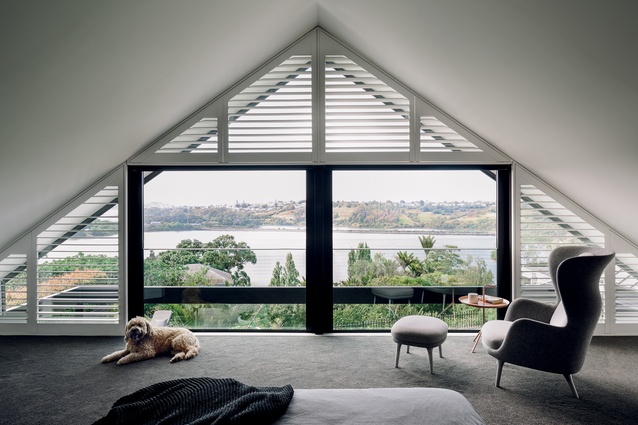 From the master bedroom, there are uninterrupted views across the Orakei Basin and beyond.