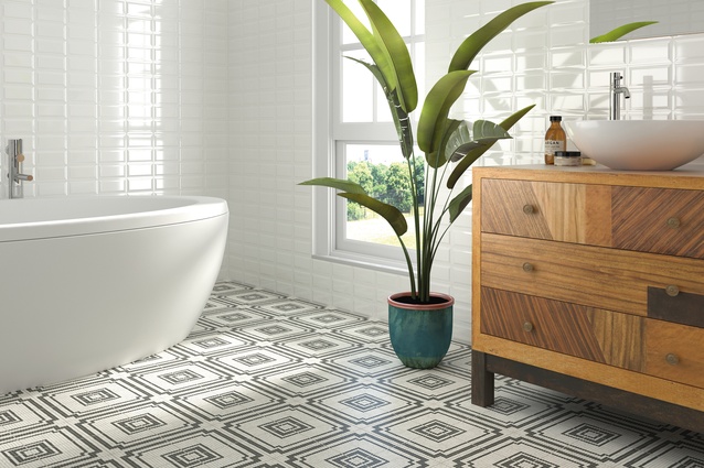 Tiled flooring: Global Tile’s new LISBON tile range is based on geometric shapes and references the famous decorative tiles seen around Portugal's capital city.