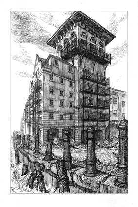 Imperial House, Victory Place, Limehouse E14 8BQ; Ink on Paper, 21x14cm.