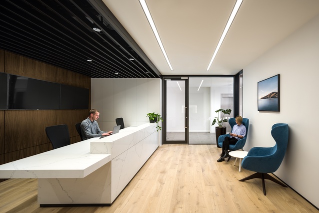 Ethique Head Office reception area by Ignite Architects.