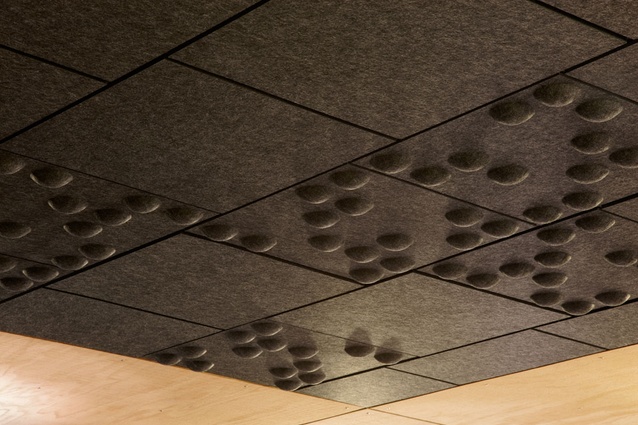 Detail of acoustic panel on ceiling.