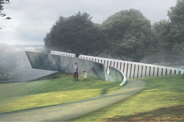 Studio Pacific Architecture’s winning design for the National Erebus Memorial projects out into the horizon.