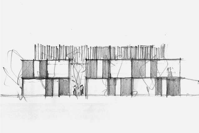 Elevational sketch of the Lindsay Brighton development by Fearon Hay.